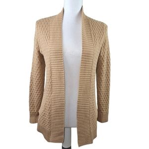 Talbots Texture Knit Lambswool Open Front Cardigan in P